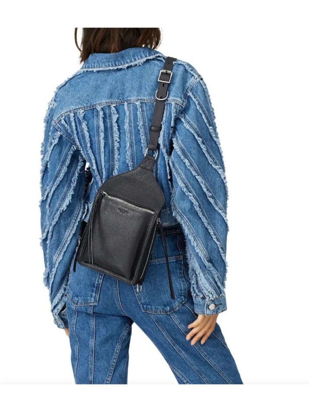 Rag & Bone Elliot Sling Bag in Black Smooth Leather